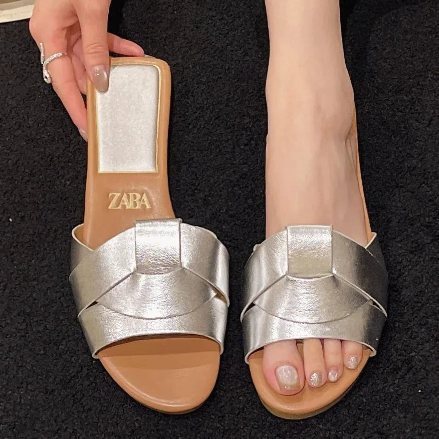 Sandals Women's Ankle Strap Low Heeled Slipper