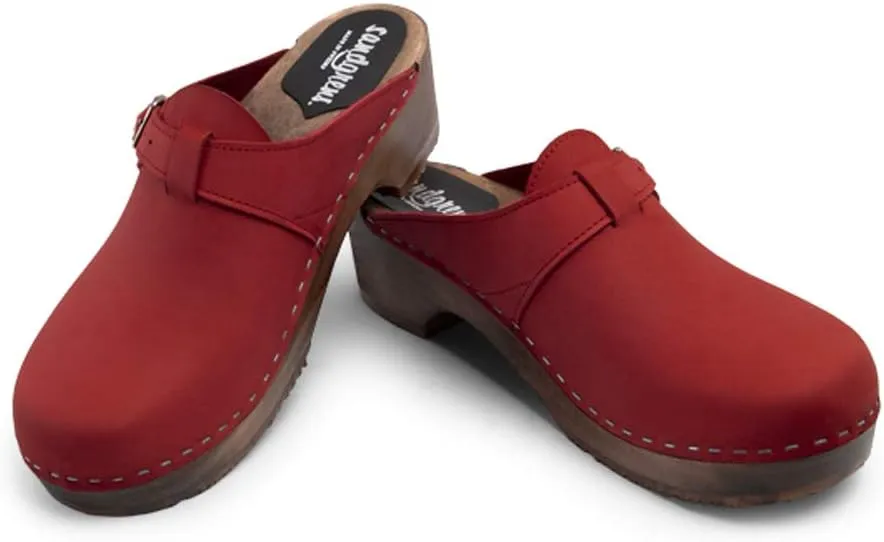 Sandgrens Handmade Swedish Wood Clogs for Men, Low Heel Mule | Halmstad