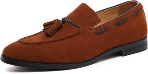 Santimon Mens Loafers Tassel Fringe Suede Casual Driving Slip on Dress Shoes Moccasins