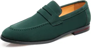 Santimon Penny Loafers for Men, PU Velvet Leather, Moc Toe, Slip-On Dress Casual Office Shoes