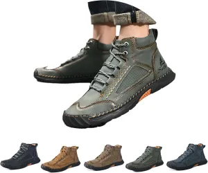 Sawbehind, Sawbehind Men's Comfortable Handmade Leather Boots, Arch Support Flat Sole Waterproof Everyday Wear
