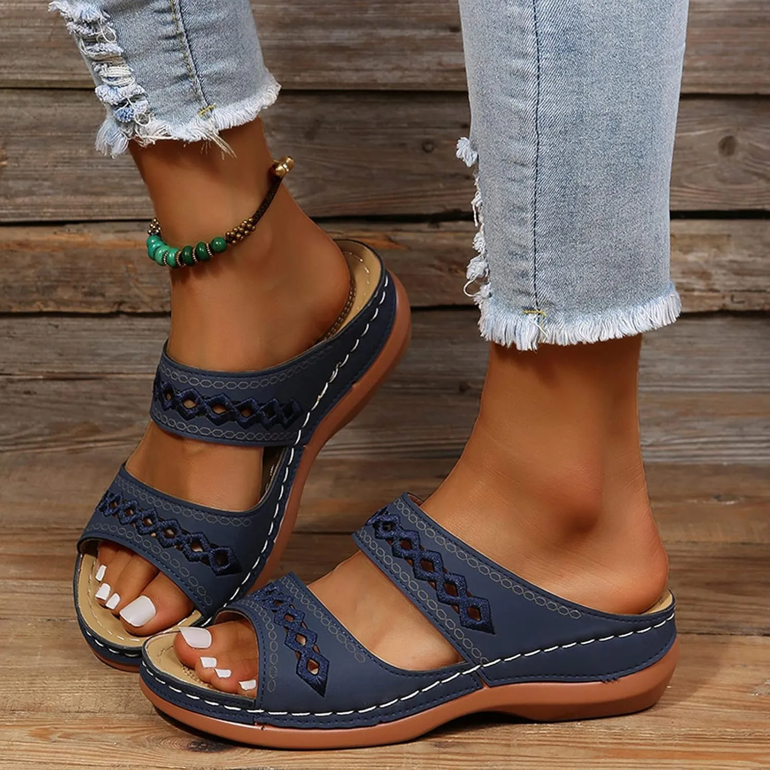 SBGMoSJ Diabetic Shoes for Women Wide Width Sandalias De Mujer OrtopéDicas Orthopedic Slides for Women Size 7 Beach Flip Flops Women Silver High Heels White Sandals Women Platform