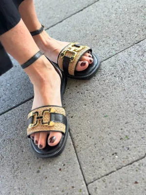 Sempre Di wicker/black sandal talent-fmau2