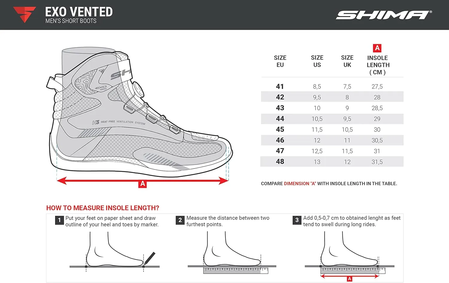 SHIMA EXO Vented, Motorcycle Shoes for Men | Breathable, Reinforced Street Riding Shoes with ATOP Closure System, Ankle Support, Anti-Slip Sole, Gear Pad (Black, 10.5)