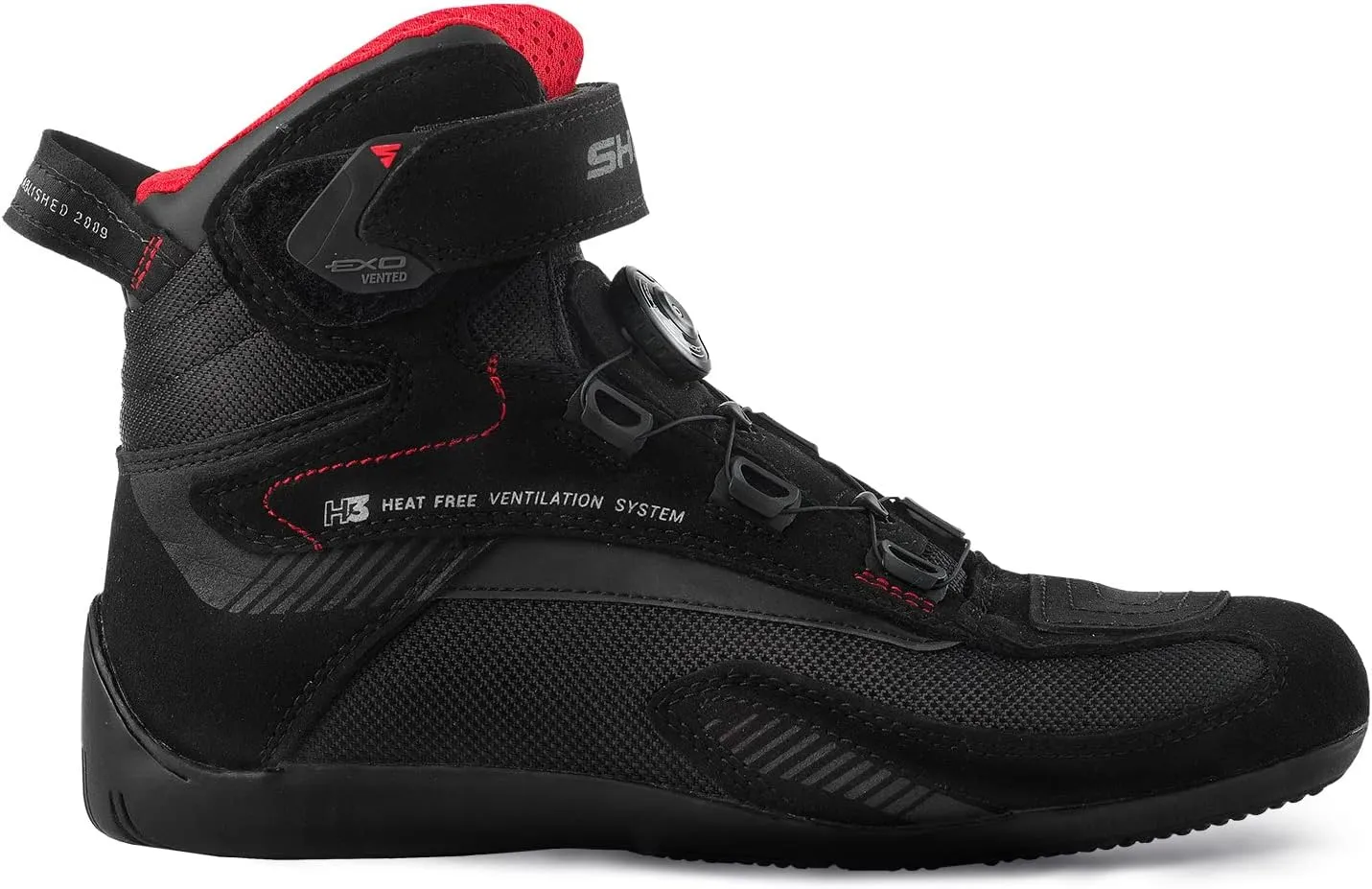 SHIMA EXO Vented, Motorcycle Shoes for Men | Breathable, Reinforced Street Riding Shoes with ATOP Closure System, Ankle Support, Anti-Slip Sole, Gear Pad (Black, 10.5)