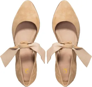 SHODENSE Women Pointed Toe Bow Flat Shoes Ankle Strap Suede Slip on Ballet Flats Lace Up Vintage Flat Heel Sandal Booties Bow Tie Side Cut Comfort Casual Walking Office Ladies Driver Flats 4-11 M US