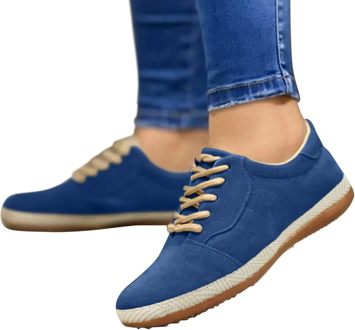 Single Round Lace Toe Solid Shoes Casual Color Comfortable Women Breathable Flat Up Women's Cute Casual Tennis Shoes