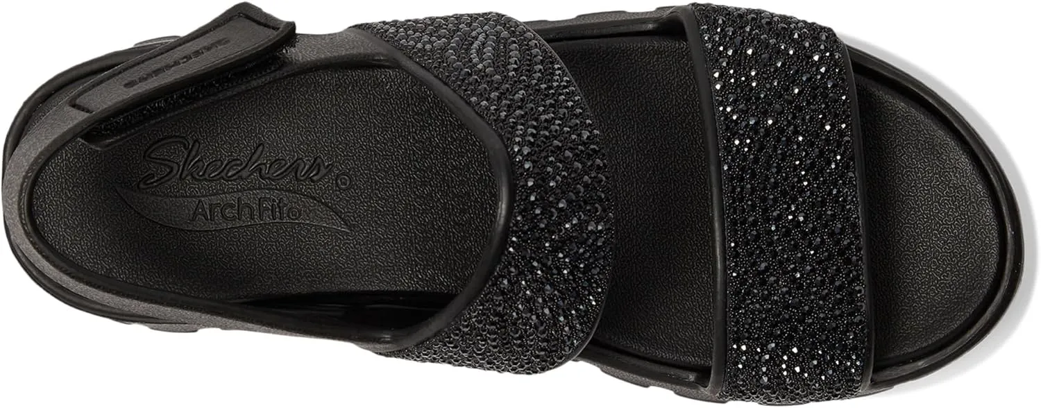Skechers Women's Foamies Arch Fit Footsteps Double Band with Rhinestones Wedge Sandal