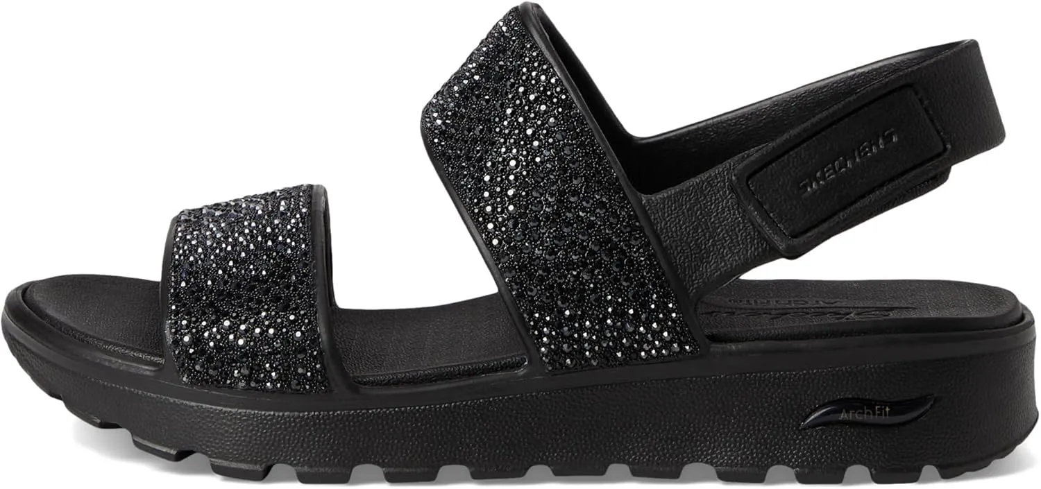 Skechers Women's Foamies Arch Fit Footsteps Double Band with Rhinestones Wedge Sandal
