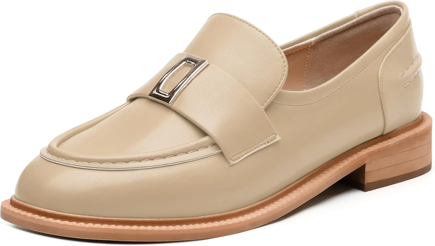 SKYSTERRY Loafers for Women Penny Loafers with Round Toe Low Chunky Block Heels Comfortable Women Loafers Shoes for Work Party Dating Shopping