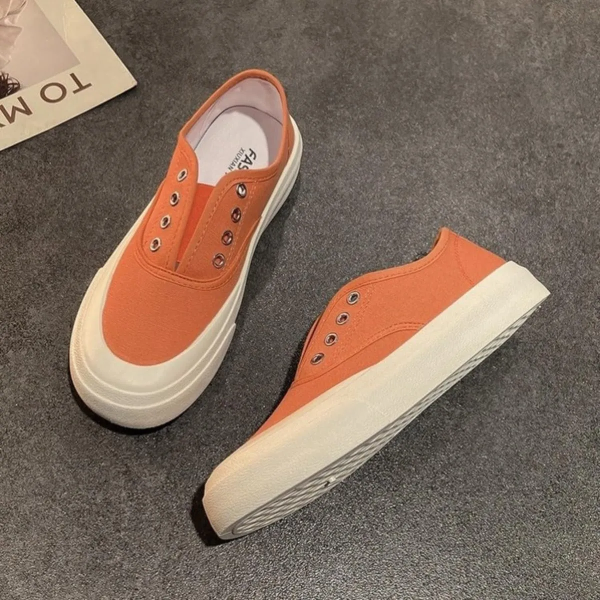 Slip-On Canvas Mule Sneakers for Women – Lace-Up Backless Flat Shoes, Shell Toe Casual Platform Loafers, Soft Sole Fashion Trainers