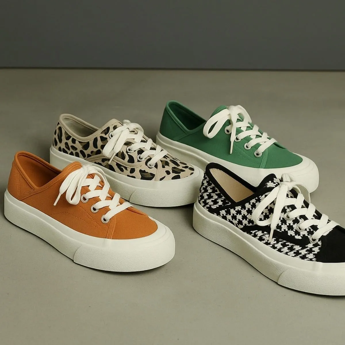 Slip-On Canvas Mule Sneakers for Women – Lace-Up Backless Flat Shoes, Shell Toe Casual Platform Loafers, Soft Sole Fashion Trainers