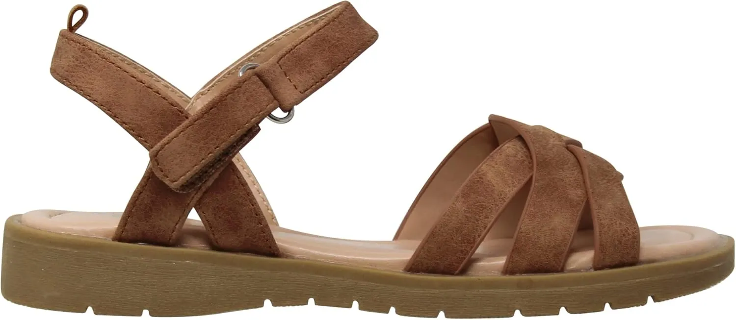 SOBEYO Girls Strappy Open Toe Flatform Slip On Cute Ankle Strap Summer Flat Sandals