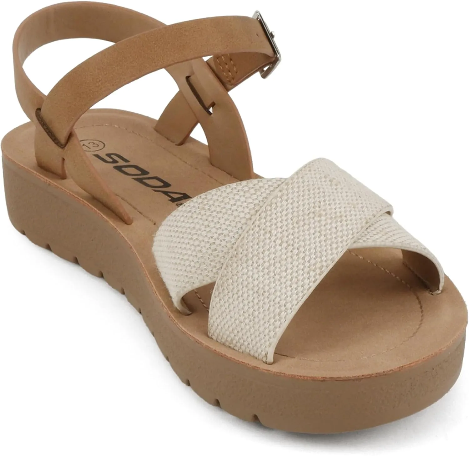 Soda “Chester-2” ~ Little Kids/Children/Girls Open Toe Crisscross Band Flat Sandal