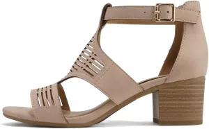Soda “Norway” ~ Women Open Toe Closed Back Counter Cutout Upper Low Block Heel Sandal with Adjustable Ankle Strap