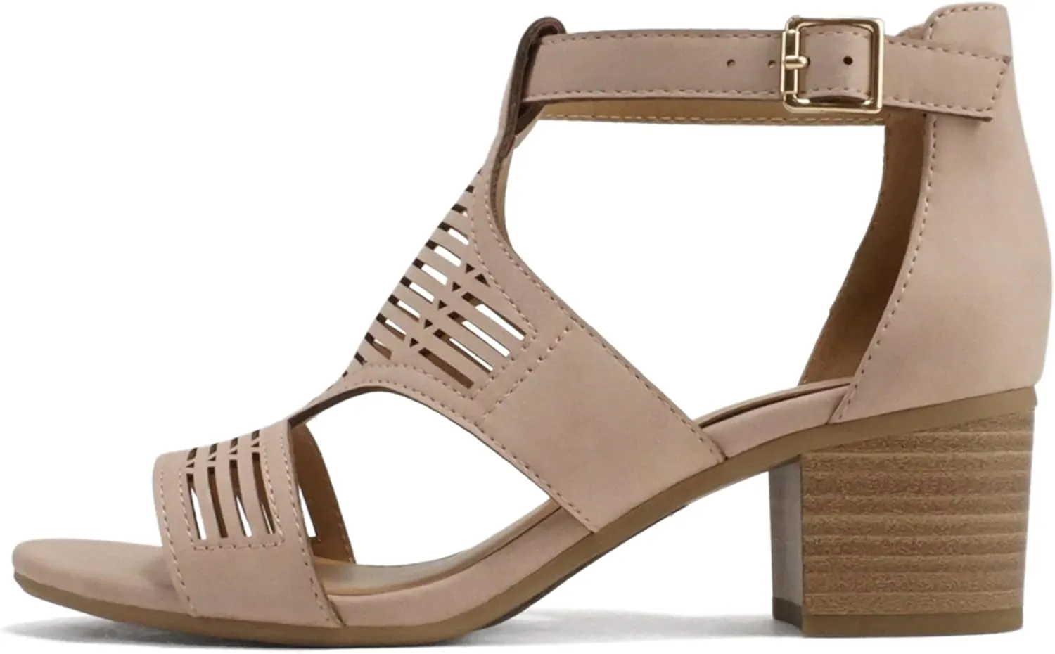Soda “Norway” ~ Women Open Toe Closed Back Counter Cutout Upper Low Block Heel Sandal with Adjustable Ankle Strap