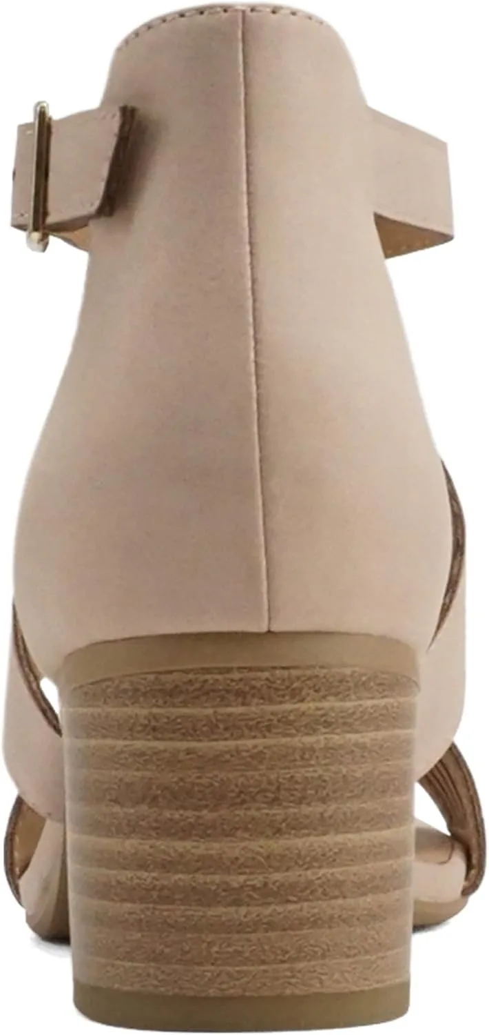 Soda “Norway” ~ Women Open Toe Closed Back Counter Cutout Upper Low Block Heel Sandal with Adjustable Ankle Strap
