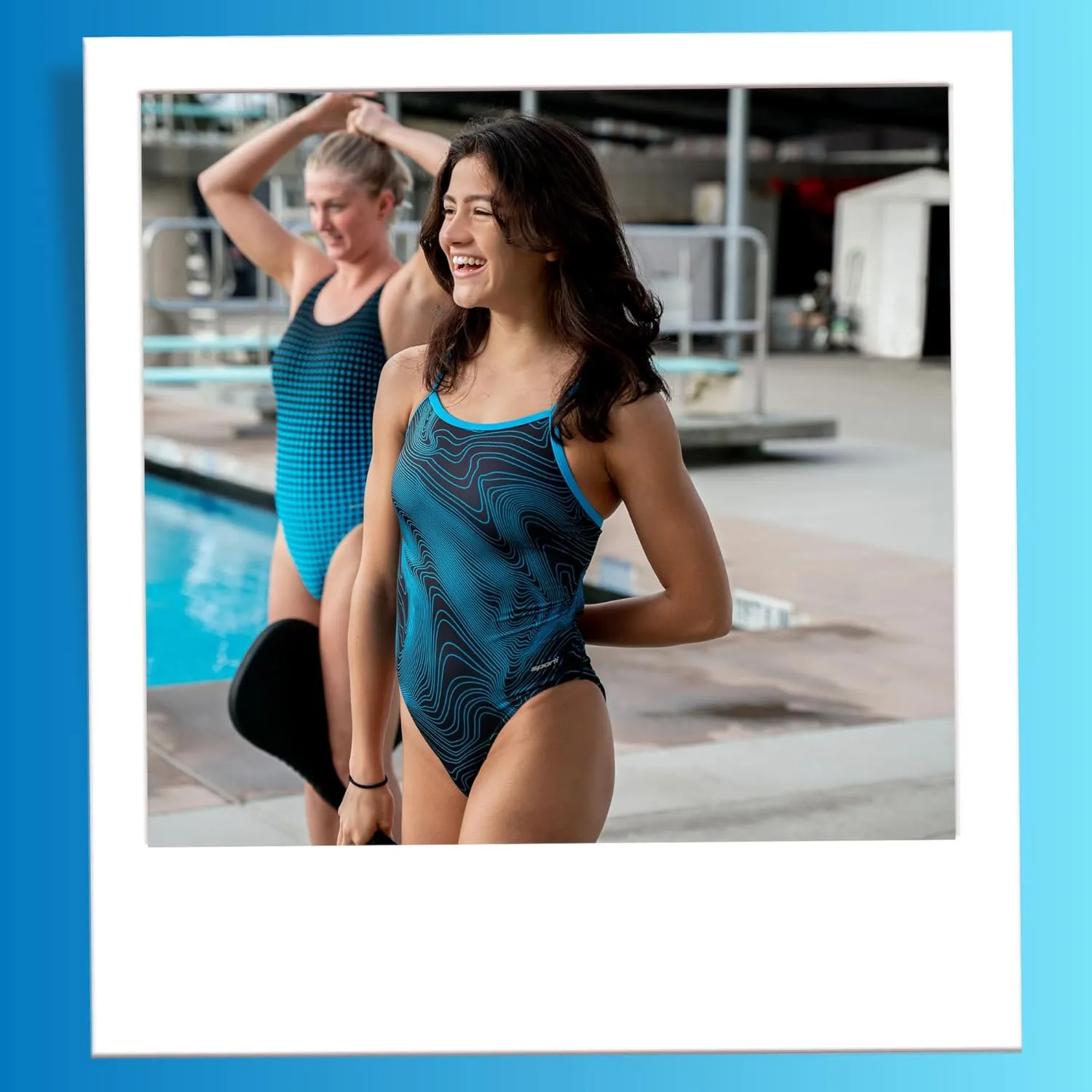 Sporti Thin Strap Cross Back Athletic Swimsuit for Women - Swim Team One Piece Swimsuits for Swimmers,Graphic Design