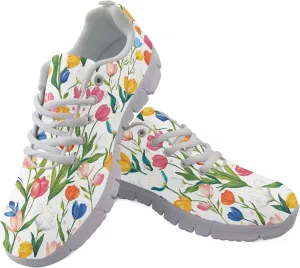 Sports Trainer Running Shoes for Women Teens Girls Causal Travel Sneaker Walking Low Heel Lace up Breathable Flexible