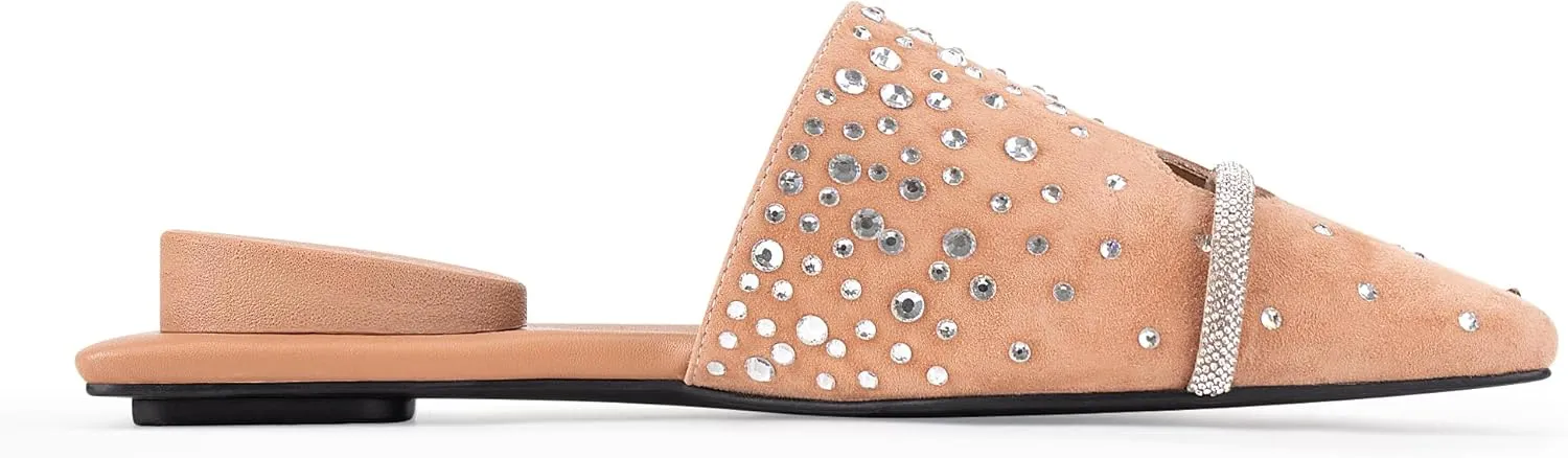 Square Toe Mule Sandals for Women Slip On Kitten Heels with Inverted Heel Cushioned Footbed Toe Ring Clog Slides Low Heel Faux Leather
