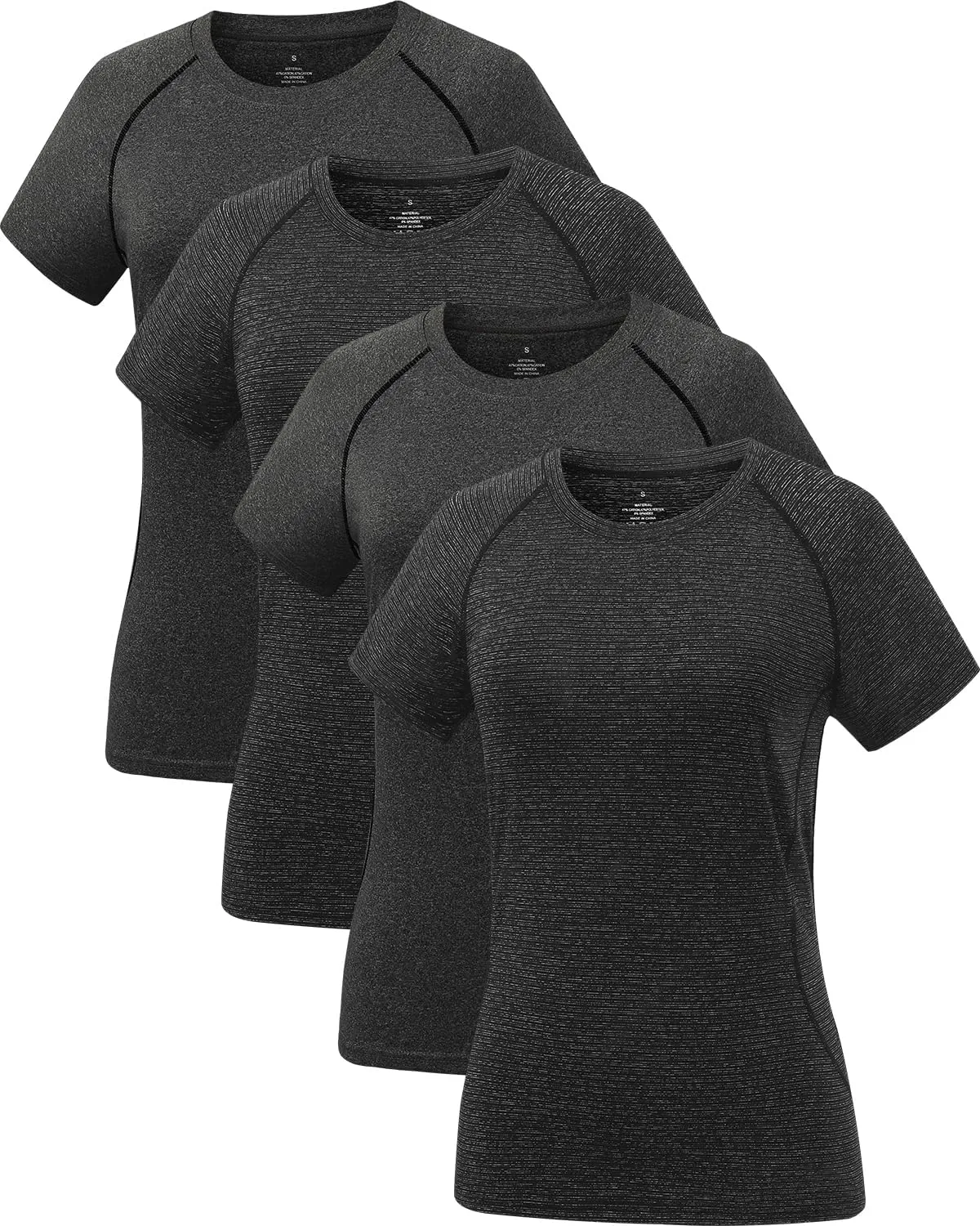 Star Vibe 4 Pack Women's Compression Shirt Short Sleeve Workout Tops Dry Fit Athletic Baselayer Gym Yoga Running T-Shirt