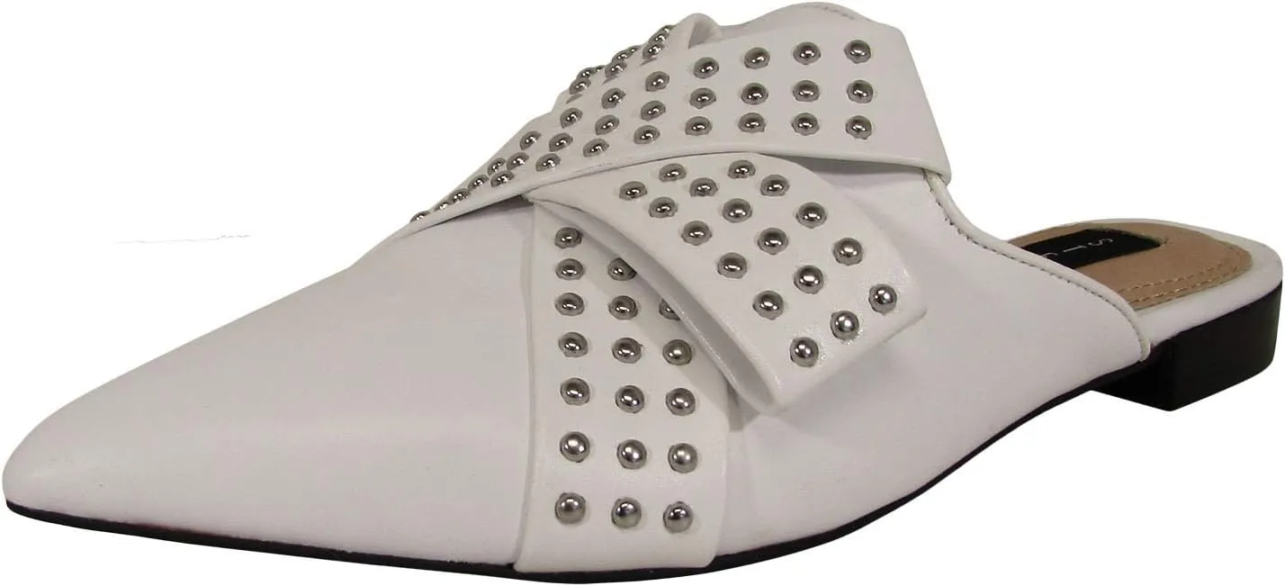 STEVEN by Steve Madden Womens Vander-S Slip On Mule Shoes, White Leather, US 5.5