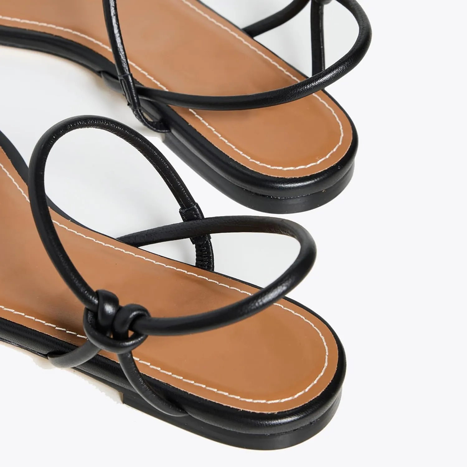 Strappy Flat Sandals for Women Round Open Toe Slip on Ankle Strap Backless Sandals Slingback Casual Vacation Dressy Shoes