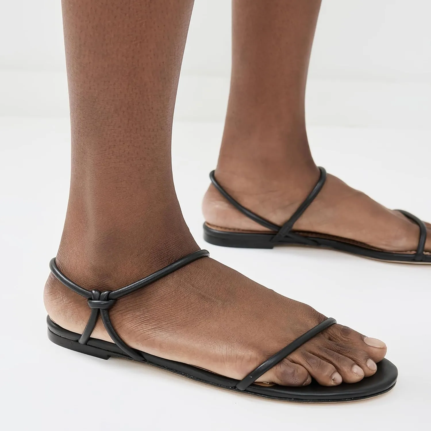 Strappy Flat Sandals for Women Round Open Toe Slip on Ankle Strap Backless Sandals Slingback Casual Vacation Dressy Shoes
