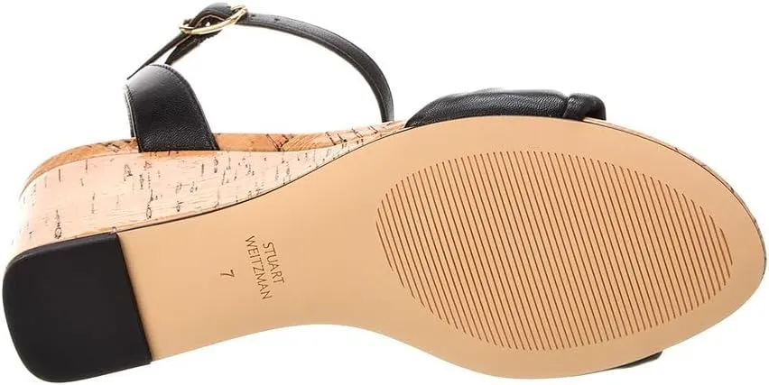 Stuart Weitzman Everly 75 Leather Wedge Sandal
