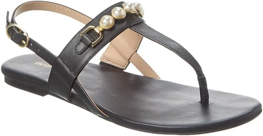 Stuart Weitzman Perla T-Strap Leather Sandals