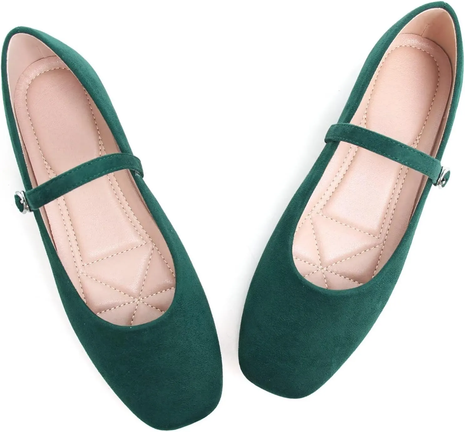 Stunner Mary Jane Square Toe Black Ballet Flats for Women - Comfortable Ankle Strap Casual Slip On Flats