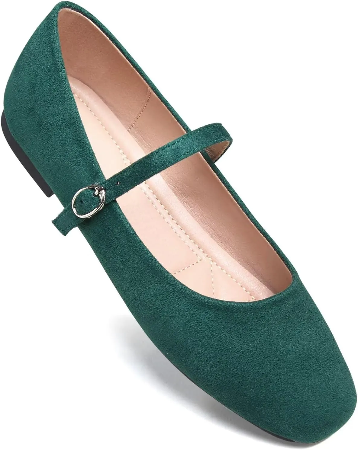 Stunner Mary Jane Square Toe Black Ballet Flats for Women - Comfortable Ankle Strap Casual Slip On Flats