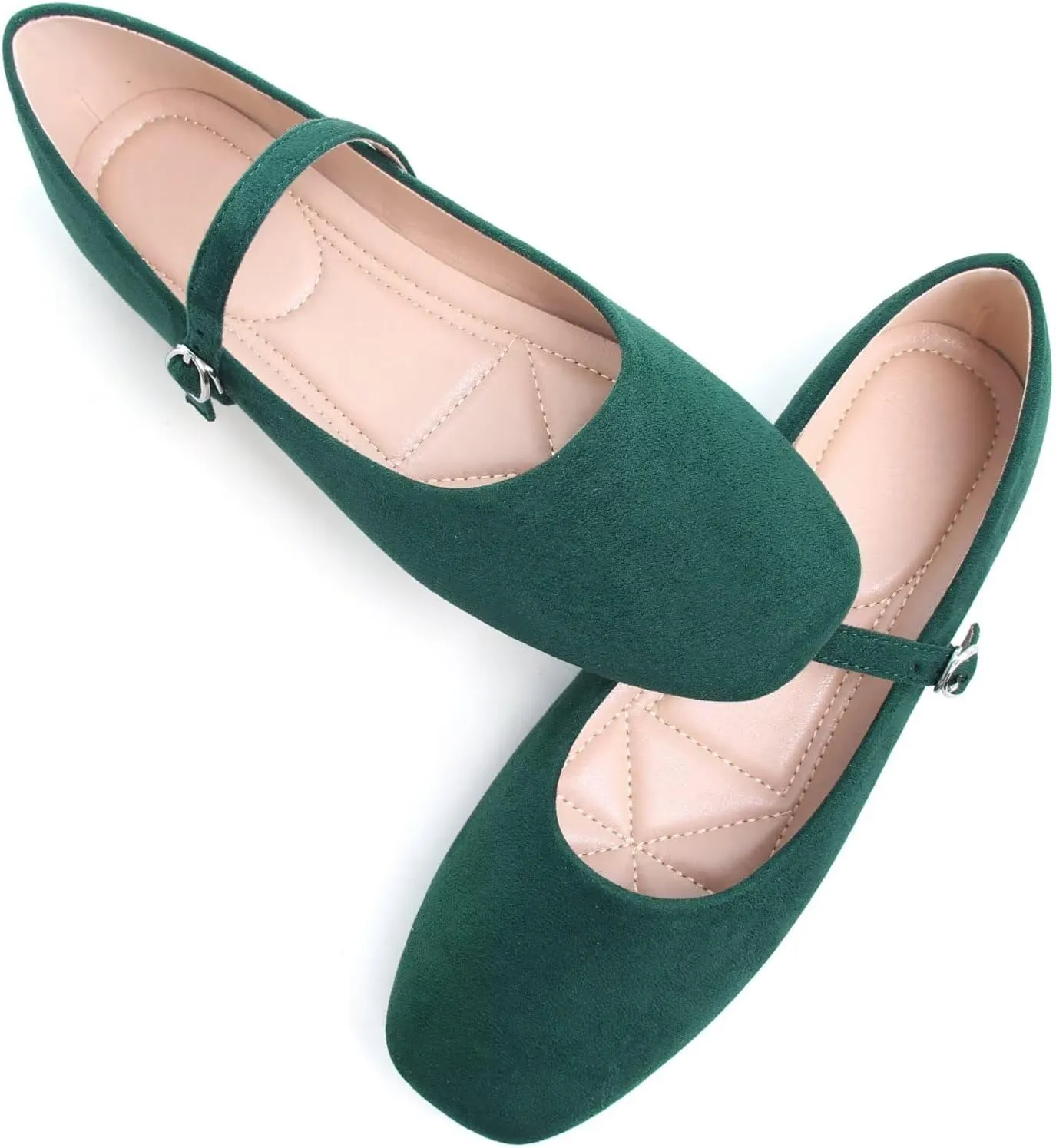 Stunner Mary Jane Square Toe Black Ballet Flats for Women - Comfortable Ankle Strap Casual Slip On Flats