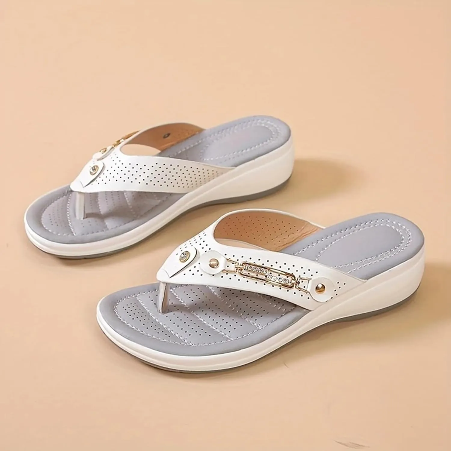 Summer Flip Flops for Women 2025 Arch Support Clip Toe Slip On Wedge Sandals Comfy Non Slip Cushioned Footbed Recovery Slides Ladies Slingback Beach Casual Shoes for Daily Wear Indoor Outdoor