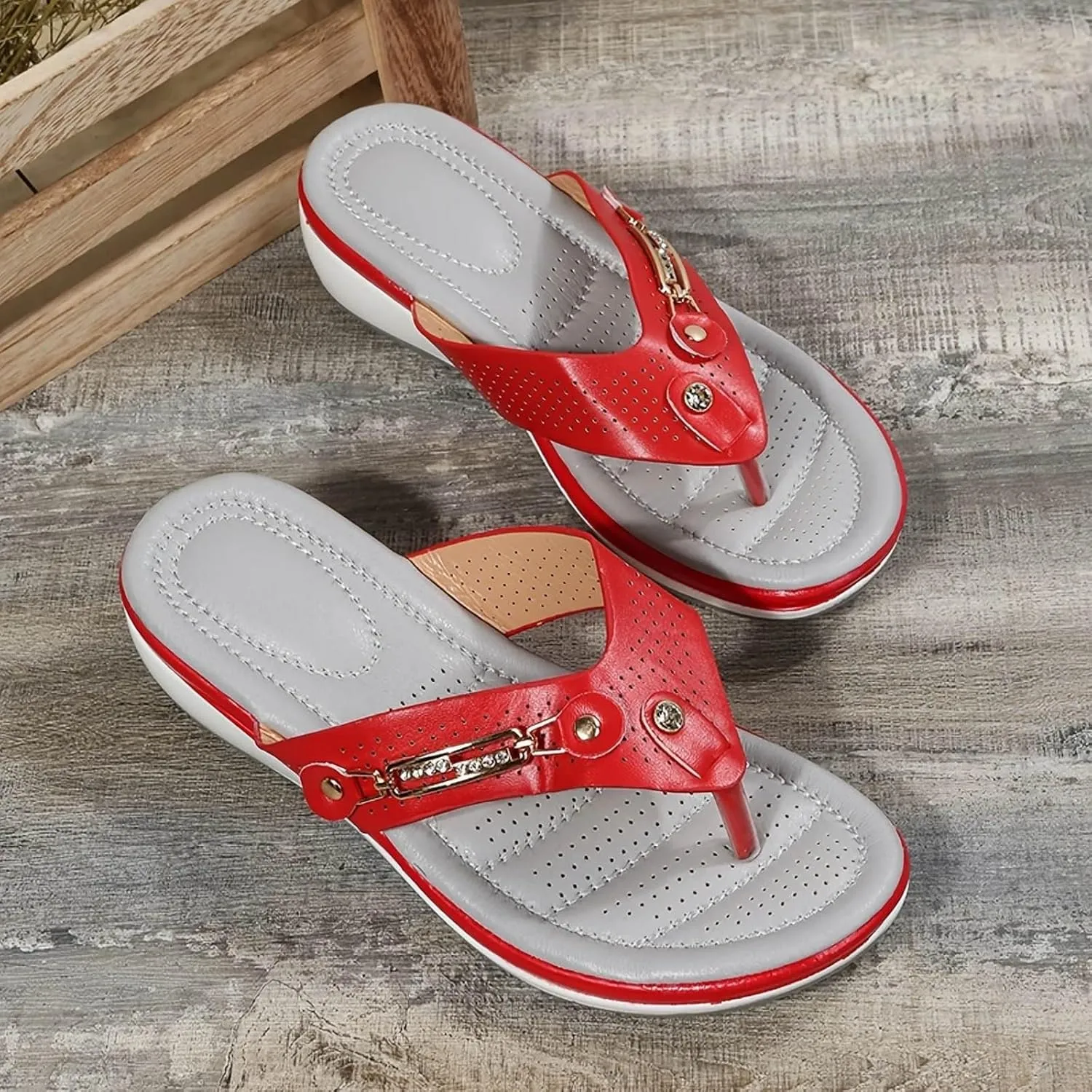 Summer Flip Flops for Women 2025 Arch Support Clip Toe Slip On Wedge Sandals Comfy Non Slip Cushioned Footbed Recovery Slides Ladies Slingback Beach Casual Shoes for Daily Wear Indoor Outdoor