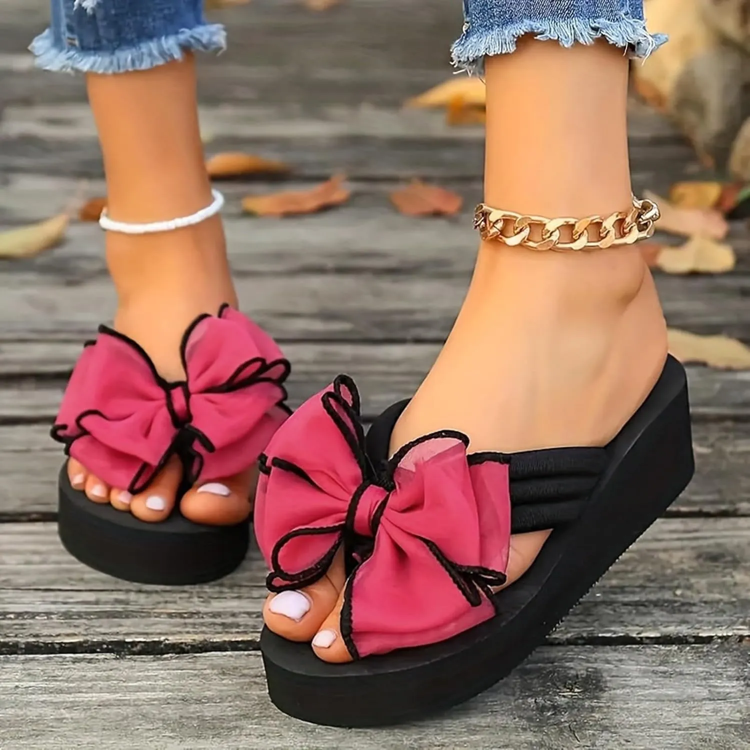 Summer New Plus Size High Heel Sandals Women's Fashion Beach Women's Shoes Flip Flops Beach Glass Wedges Shoes for Women