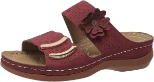 Summer Wedge Sandals for Women,Orthopedic Peep Toe Recovery Mules Plantar Fasciitis Cushioned Footbed Slides with Two Cutout Flower Strap Arch Support Comfy Indoor Outdoor Shoes for Daily Wear