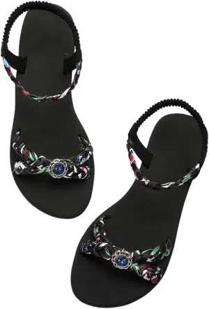 SweatyRocks Women's Braided Slingback Sandals Open Toe Ankle Strap Vacation Flat Sandals