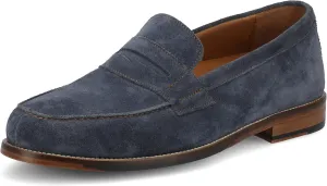 TAFT Mens Sterling Genuine Leather Penny Loafer Embossed Dress Shoe Comfort Slip On Round Toe Block Heel Blue/Suede 11.5 Medium Mens US