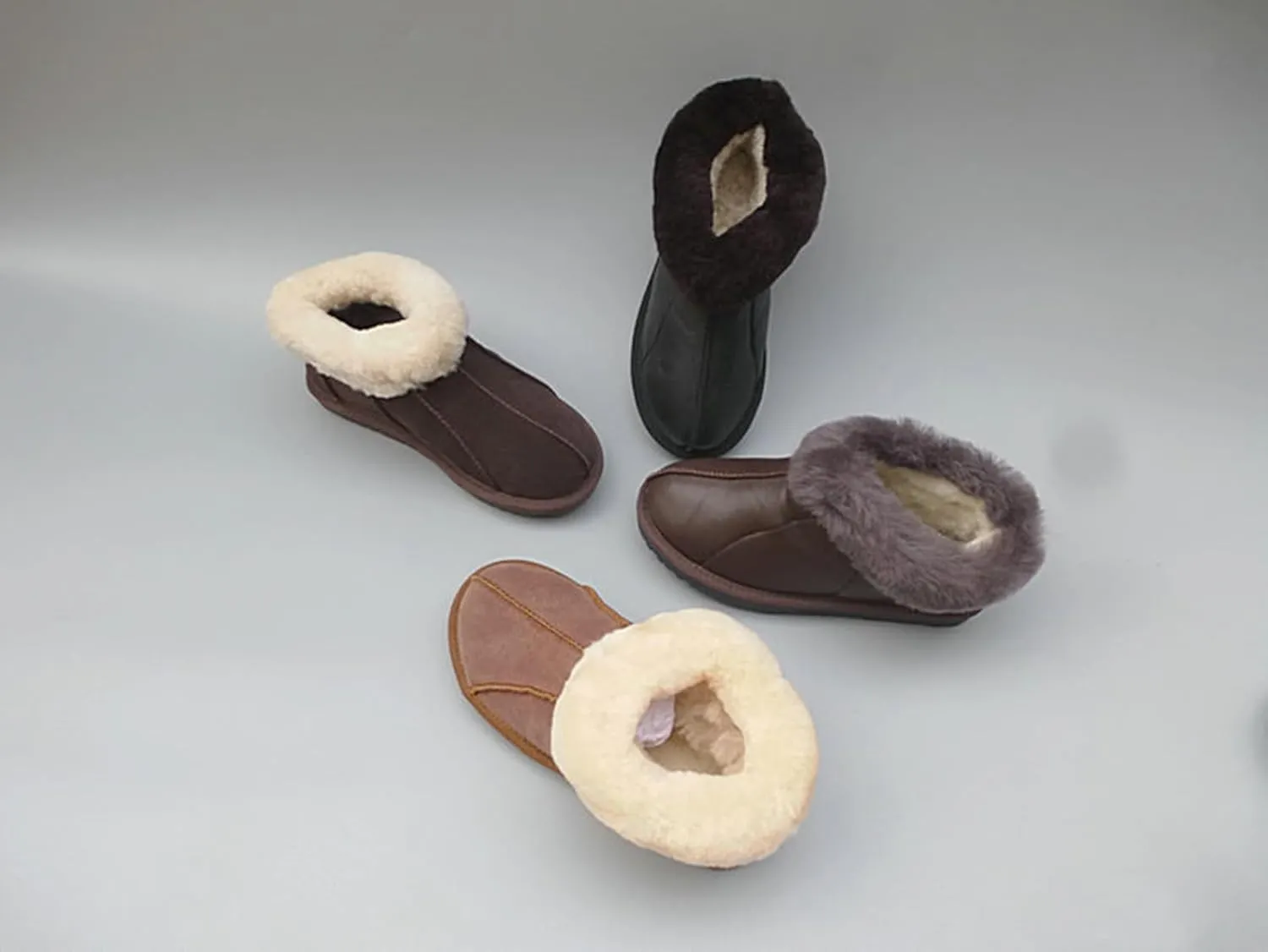TangDao Shearling Booties Slippers for Women Men, Genuine Sheepskin Nonslip Indoor/Outdoor Winter Warm House Slippers