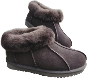 TangDao Shearling Booties Slippers for Women Men, Genuine Sheepskin Nonslip Indoor/Outdoor Winter Warm House Slippers