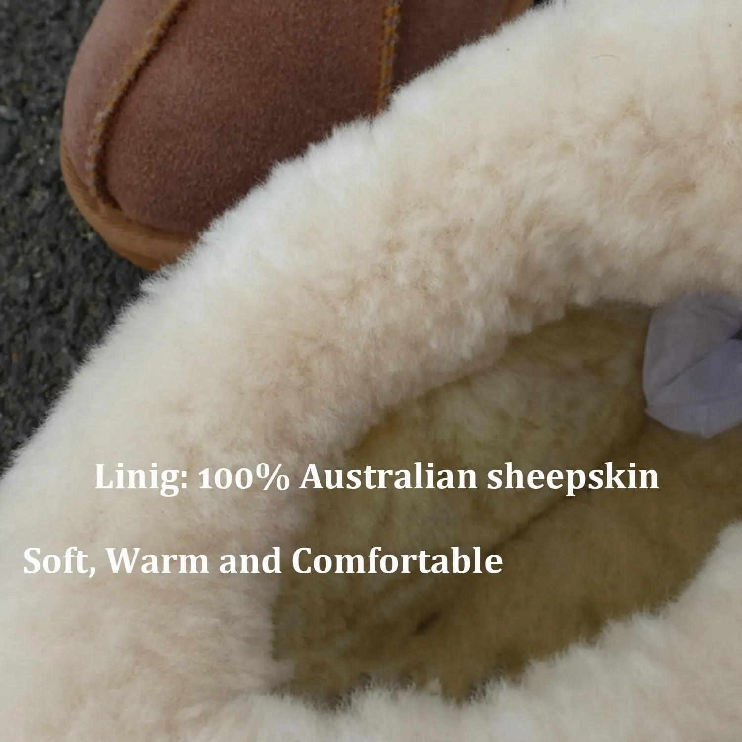 TangDao Shearling Booties Slippers for Women Men, Genuine Sheepskin Nonslip Indoor/Outdoor Winter Warm House Slippers