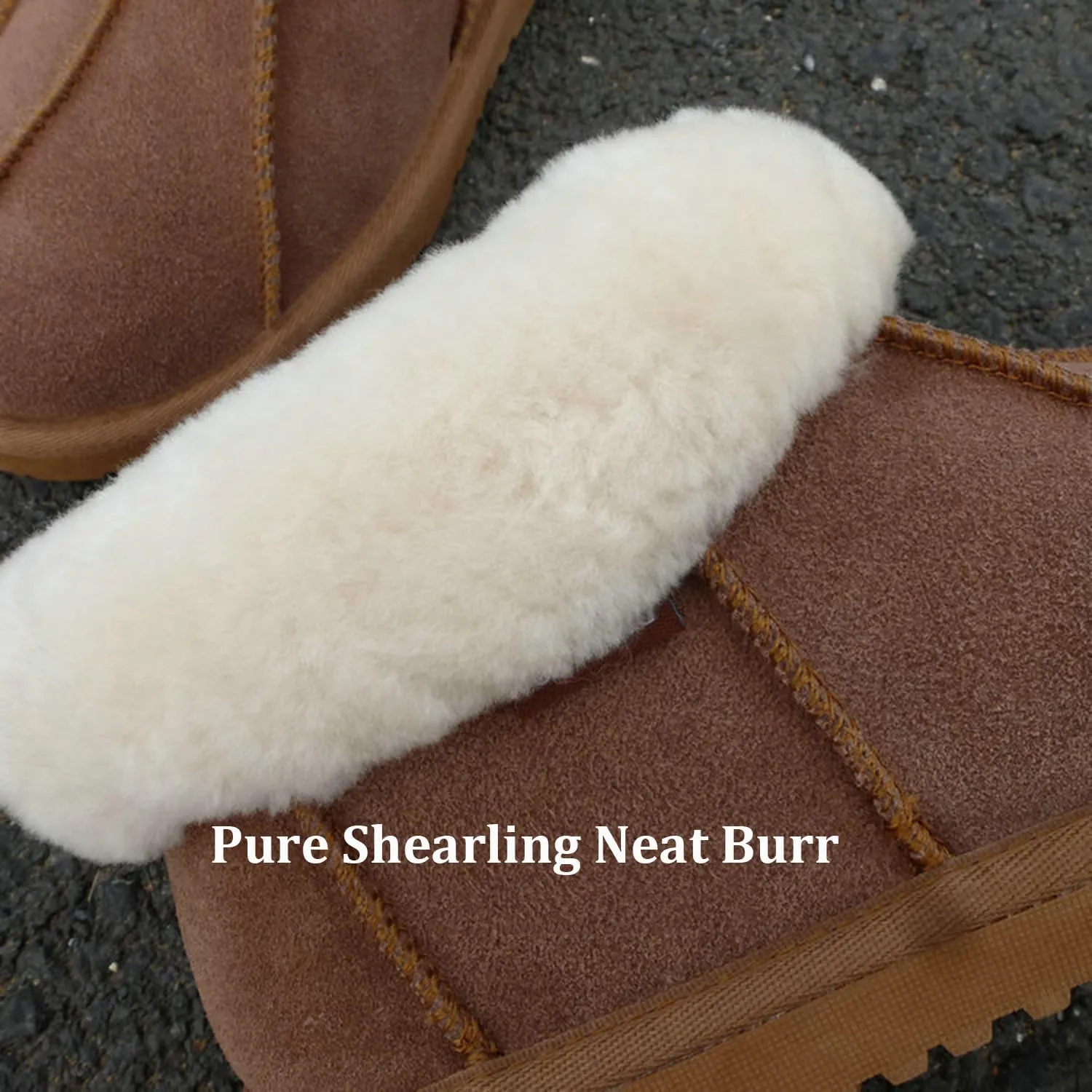 TangDao Shearling Booties Slippers for Women Men, Genuine Sheepskin Nonslip Indoor/Outdoor Winter Warm House Slippers