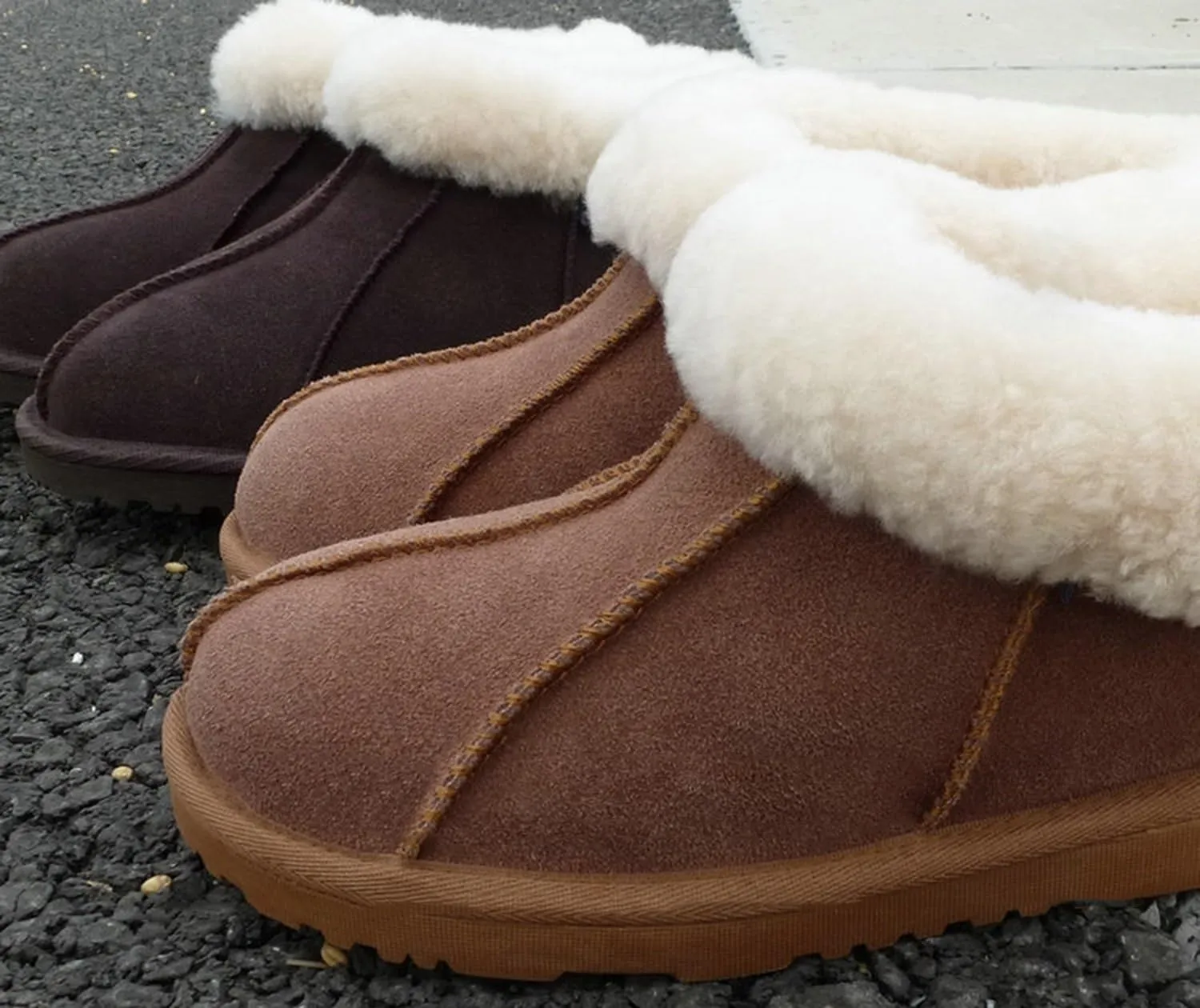 TangDao Shearling Booties Slippers for Women Men, Genuine Sheepskin Nonslip Indoor/Outdoor Winter Warm House Slippers