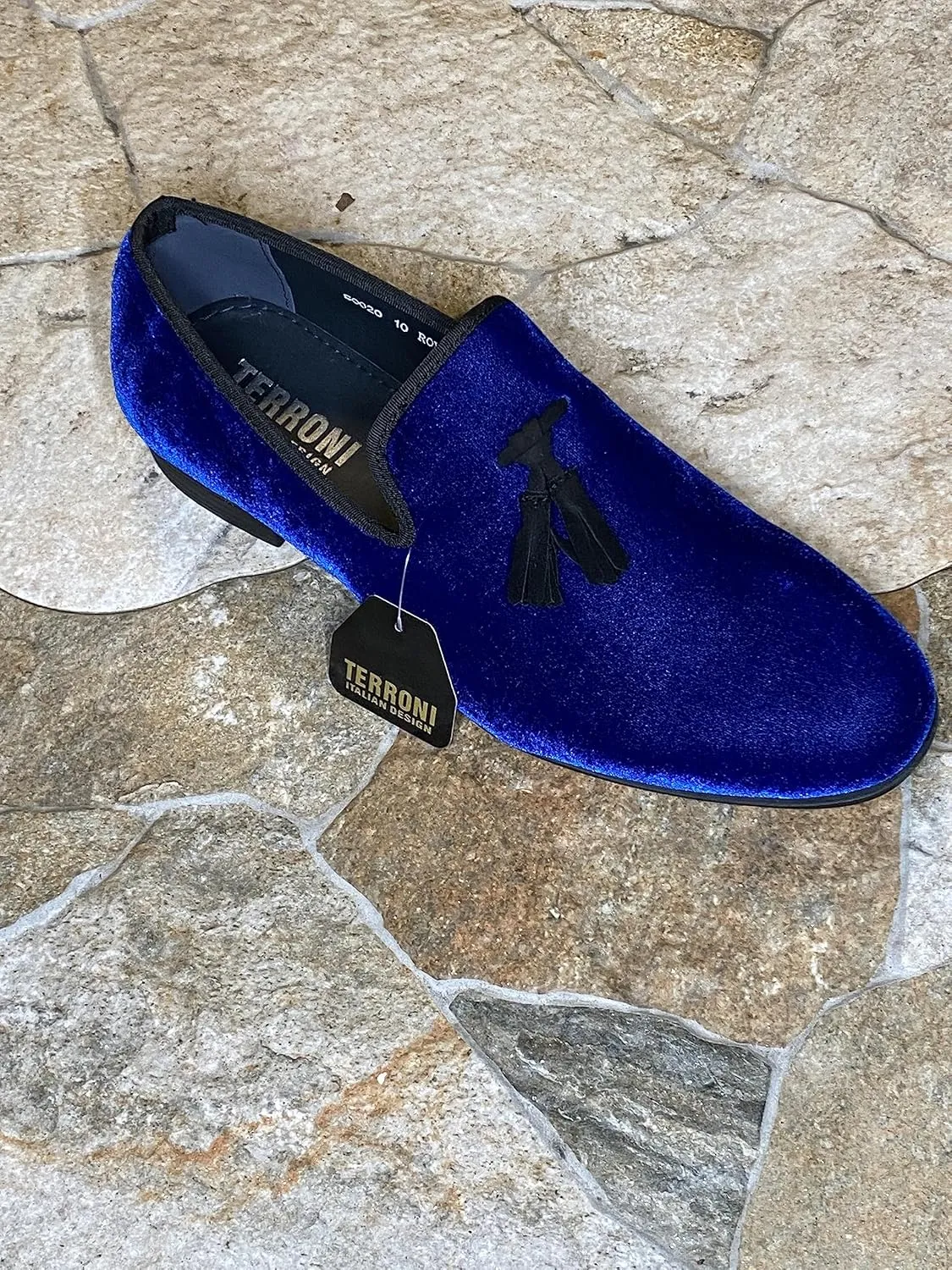 Terroni Men's Slip-On Loafer Shoe-Faux Suede-Tassel-Fashionable-Italian Design-Luxury Comfort Dress Shoe- Wedding Shoe-Prom Shoe (Royal Blue, 10)
