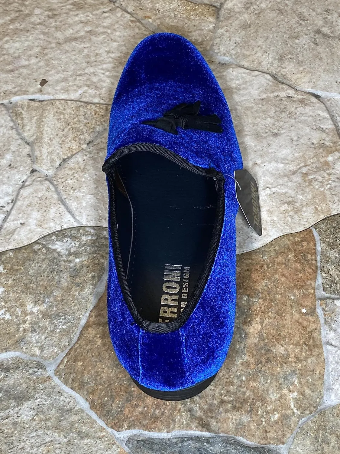 Terroni Men's Slip-On Loafer Shoe-Faux Suede-Tassel-Fashionable-Italian Design-Luxury Comfort Dress Shoe- Wedding Shoe-Prom Shoe (Royal Blue, 10)