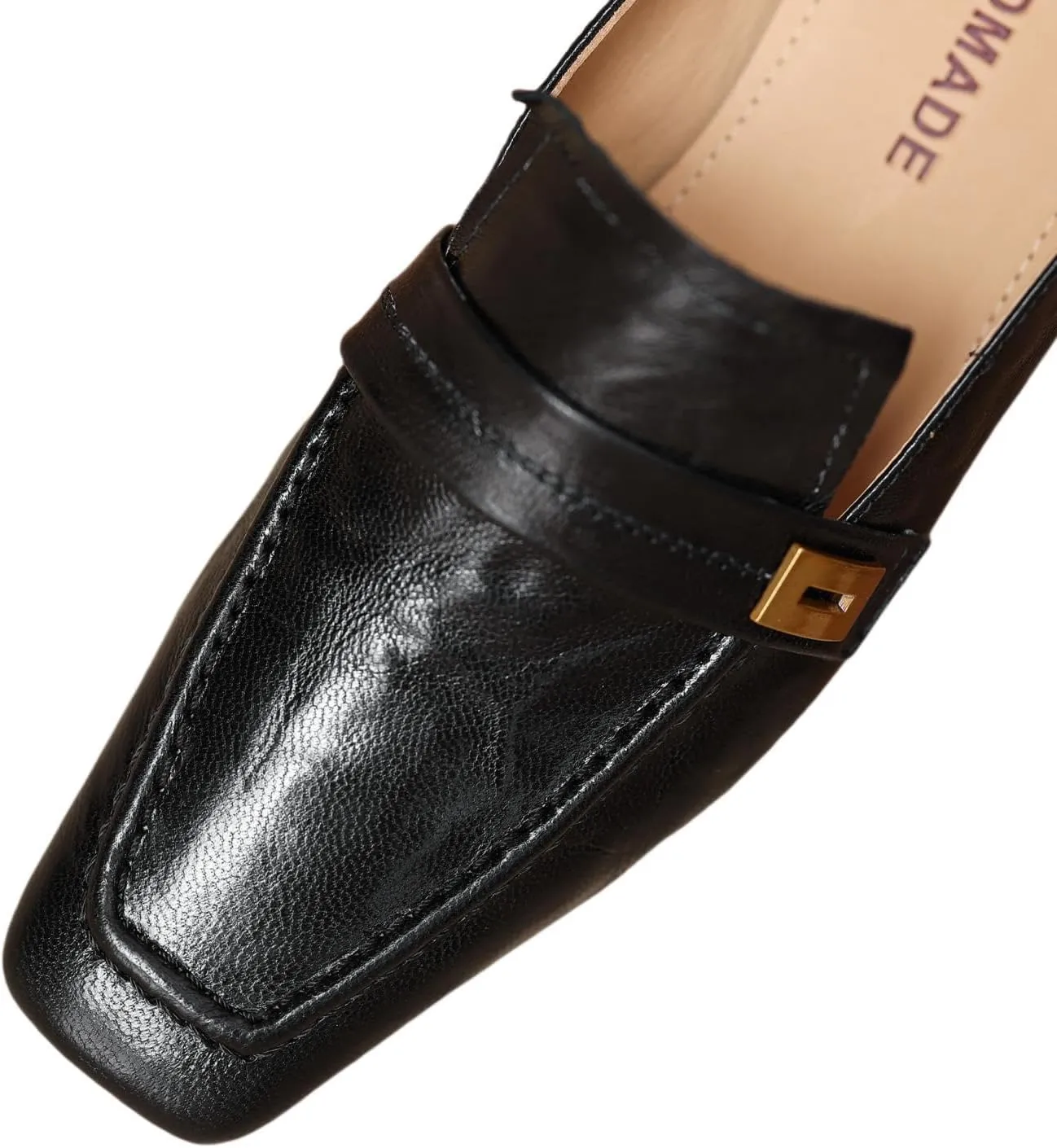 TinaCus Women's Handmade Geniuine Leather Casual Solid Square Toe Wedge Heel Slip On Penny Loafer Shoes