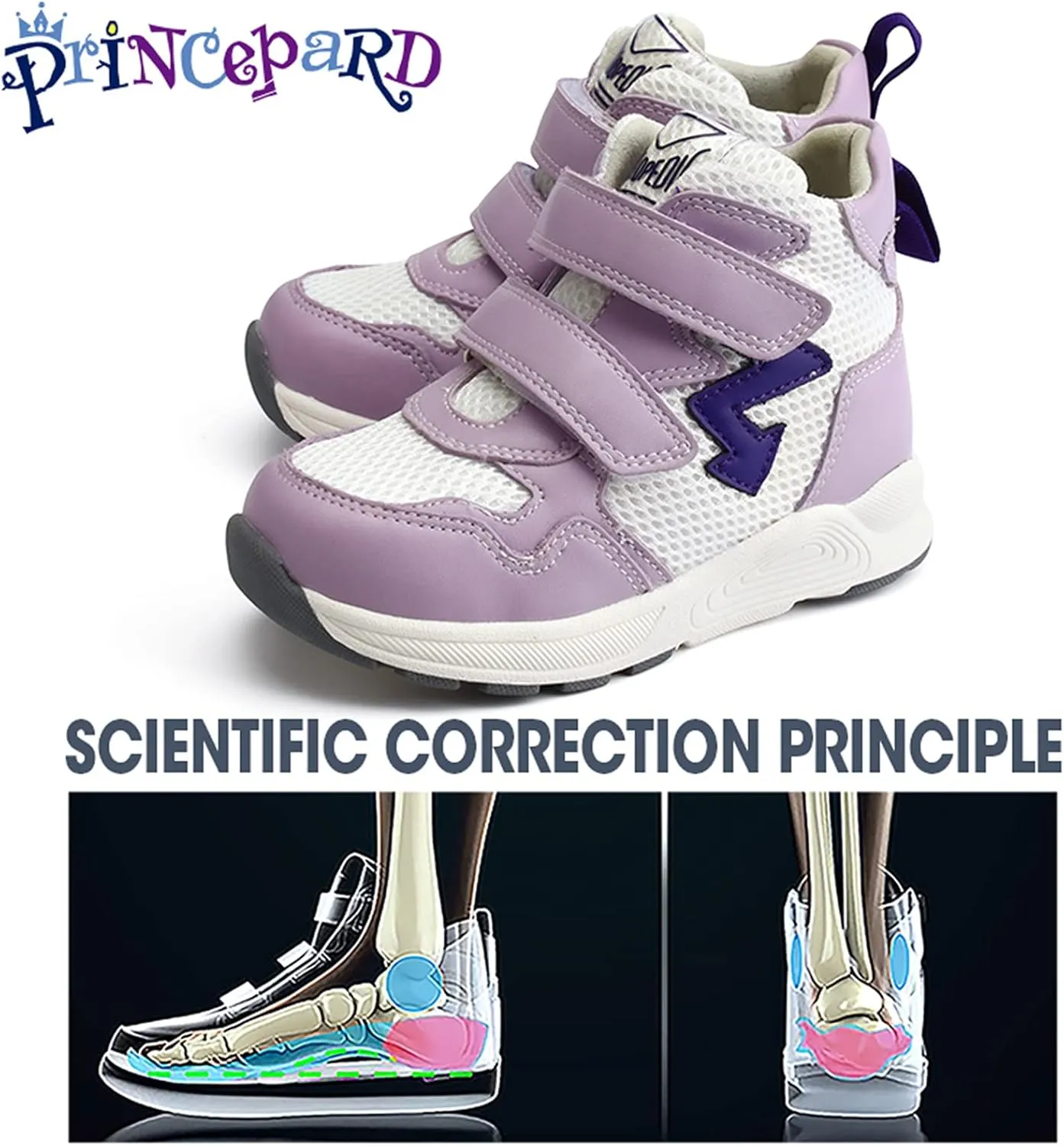 Toddlers Orthopedic Corrective Sneakers for Kids with Arch & Ankle Support,Girls and Boys'High Top Shoes for Flat Foot,Anti-Slip Soles