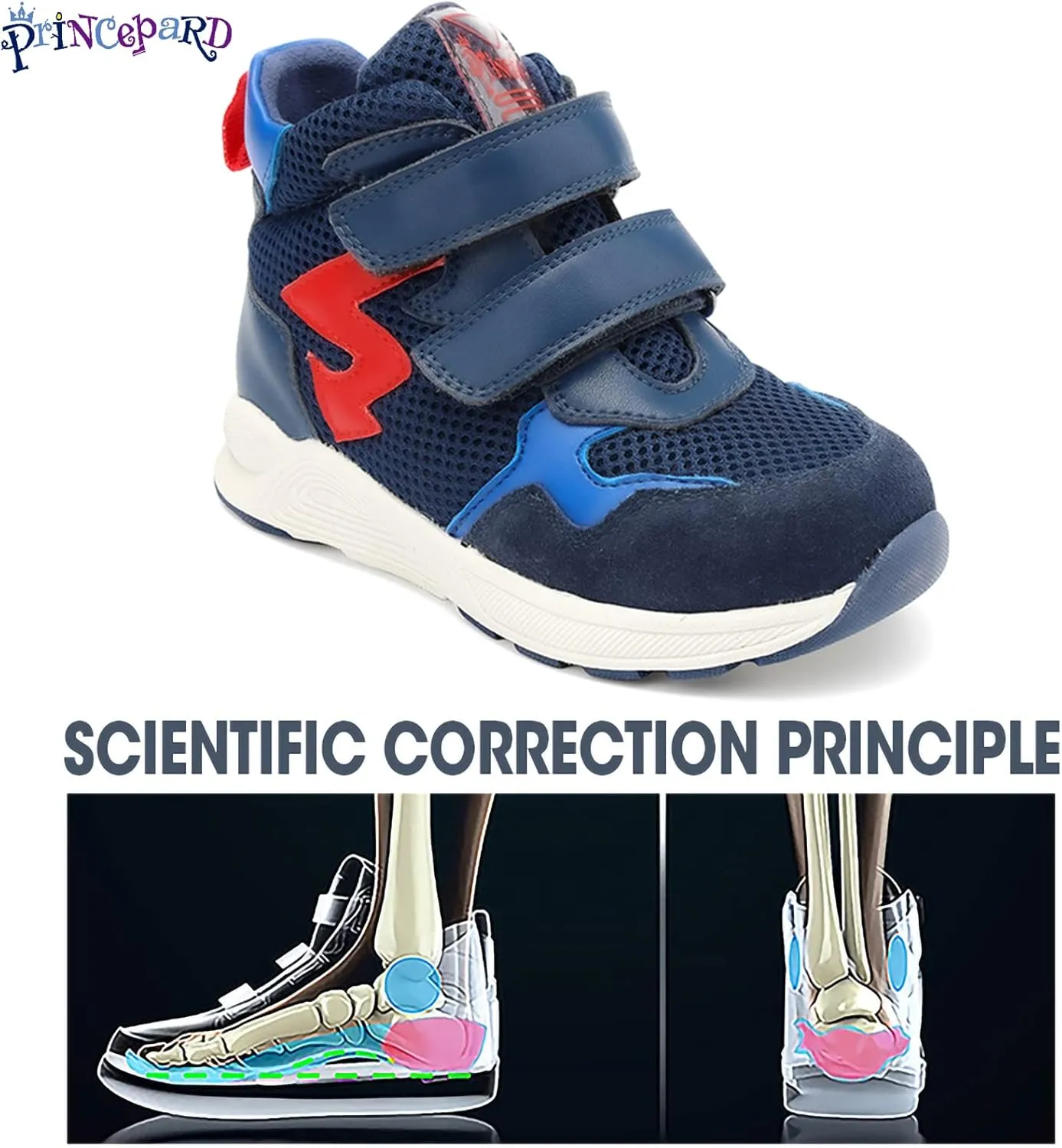 Toddlers Orthopedic Corrective Sneakers for Kids with Arch & Ankle Support,Girls and Boys'High Top Shoes for Flat Foot,Anti-Slip Soles