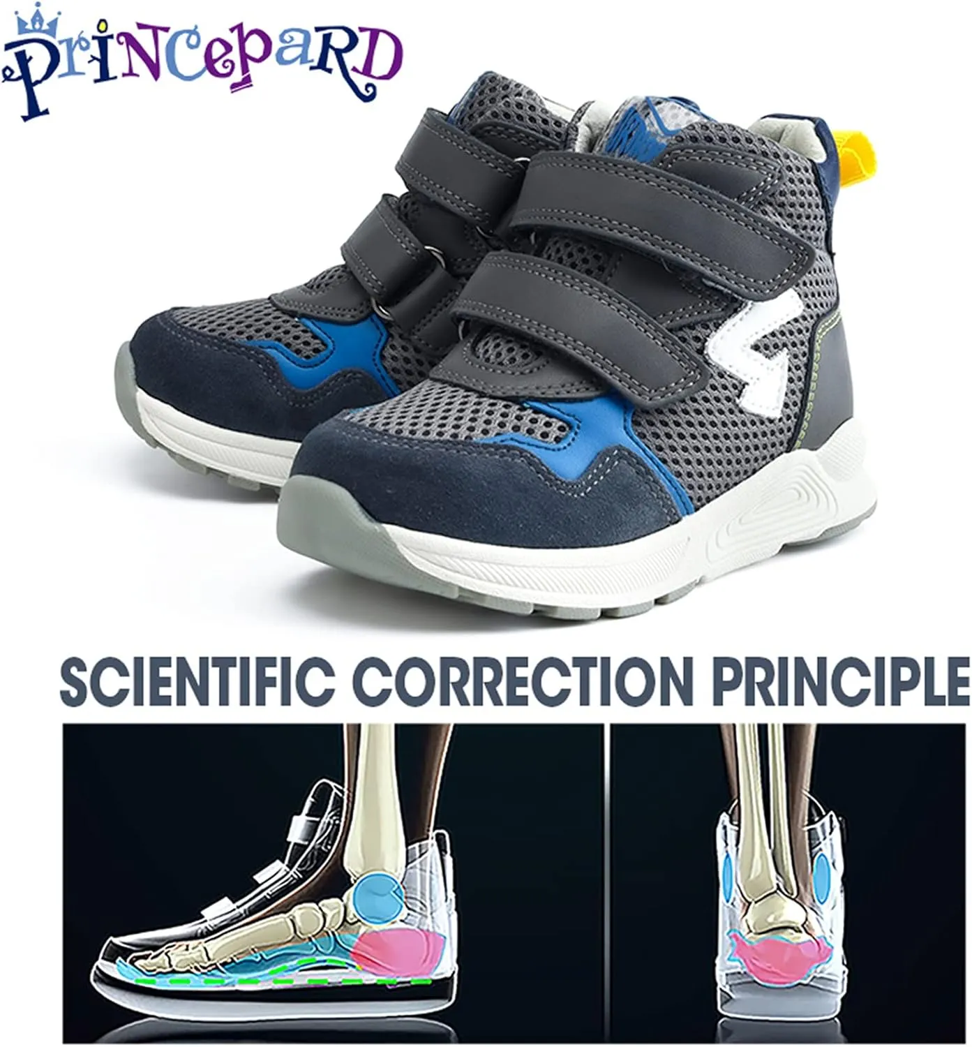 Toddlers Orthopedic Corrective Sneakers for Kids with Arch & Ankle Support,Girls and Boys'High Top Shoes for Flat Foot,Anti-Slip Soles